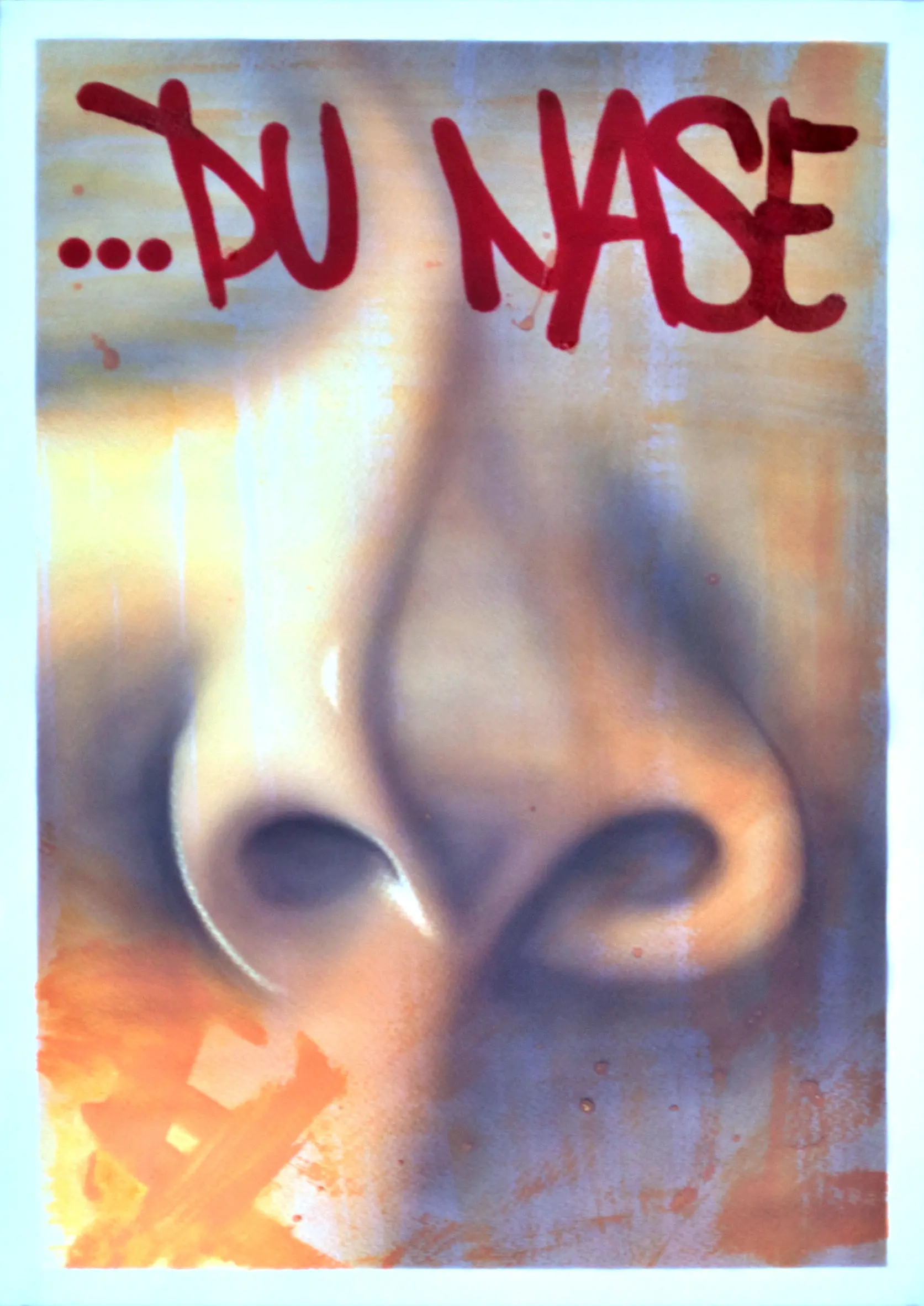 Du Nase, 2012, Acrylfarbe / Dispersionsfarbe / Alkoholmarker auf Papier von Tim Florian Mueller