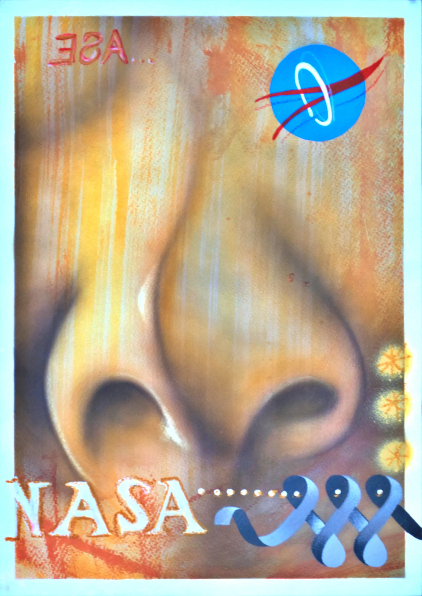 Nasal, 2012, Acrylfarbe / Dispersionsfarbe / Sprühfarbe / Marker / Buntstifte / Wachsstifte auf Papier von Tim Florian Mueller