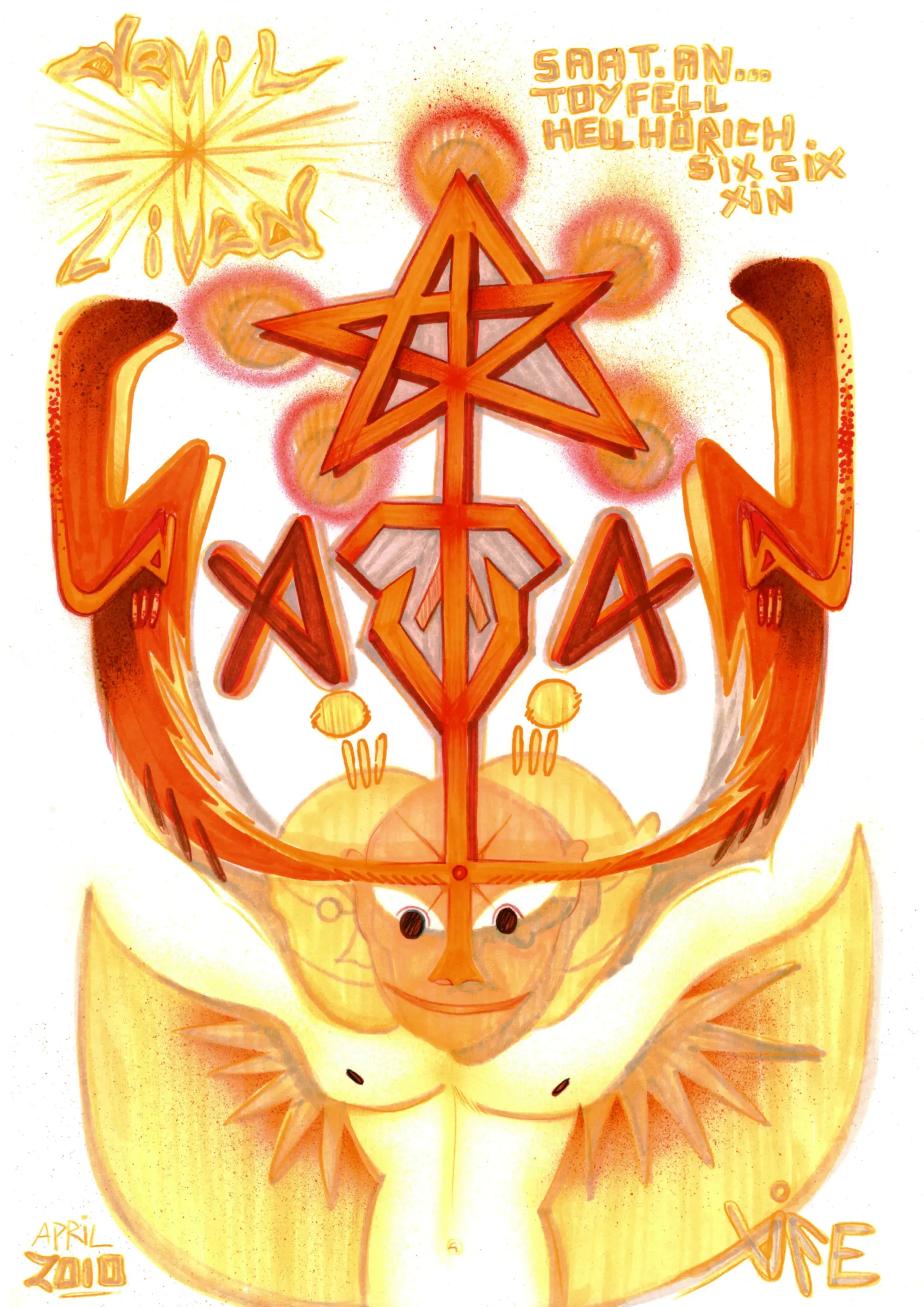 devil / lived, 2010, Marker / Buntstifte auf Papier, DIN A3 von Tim Florian Mueller