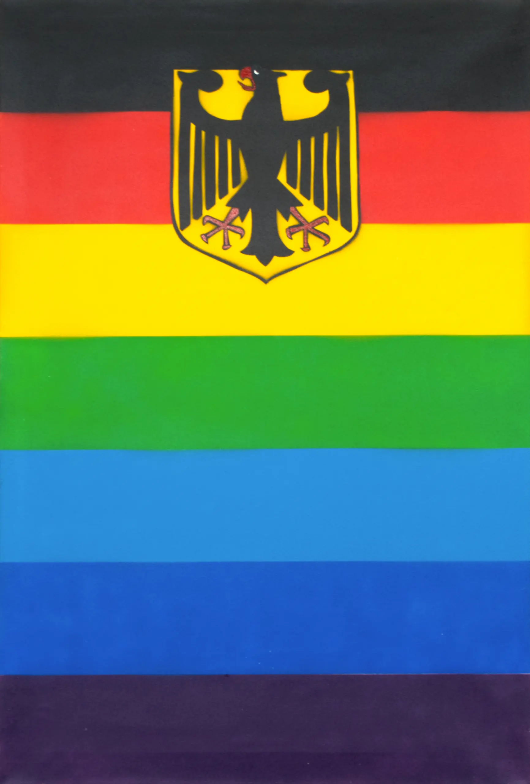 German Rainbow, 2015, Sprühfarbe / Acrylfarbe auf Leinwand, 90 x 60 cm von Tim Florian Mueller