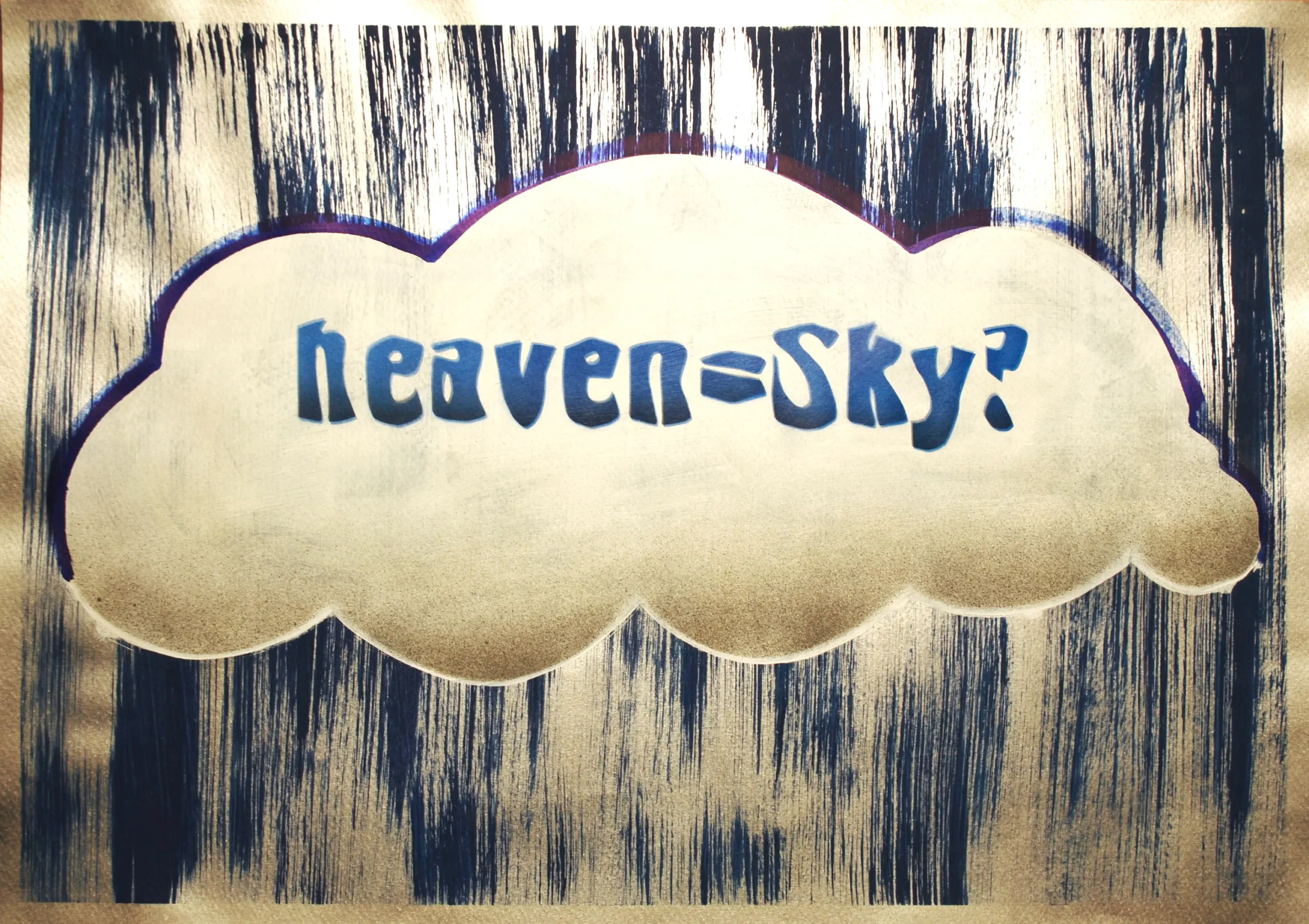 heaven = sky?, 2012, Sprühfarbe / Acrylfarbe / Alkoholmarker auf Papier, 50 x 70 cm von Tim Florian Mueller