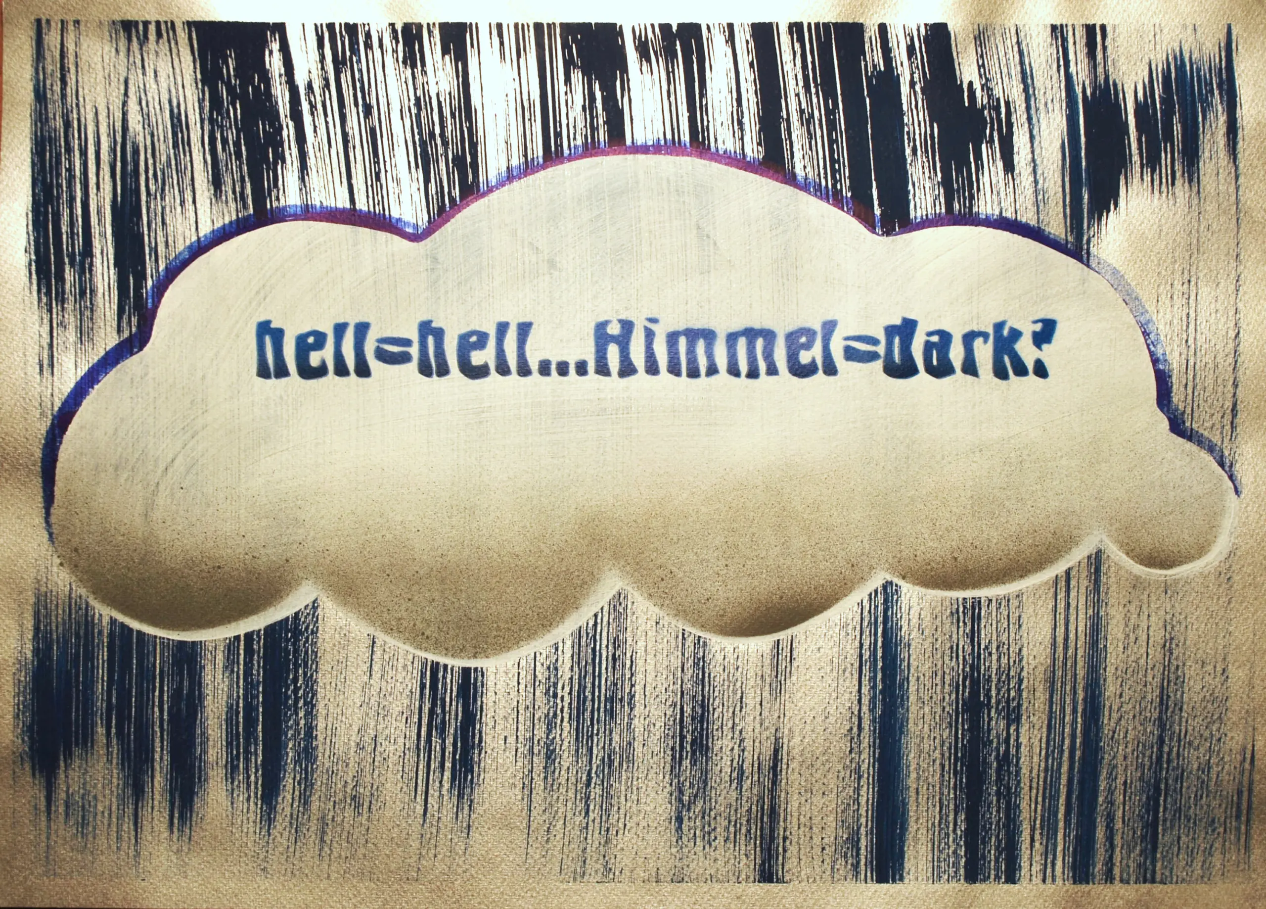 hell = hell - Himmel = dark?, 2012, Sprühfarbe / Acrylfarbe / Alkoholmarker auf Papier, 50 x 70 cm von Tim Florian Mueller