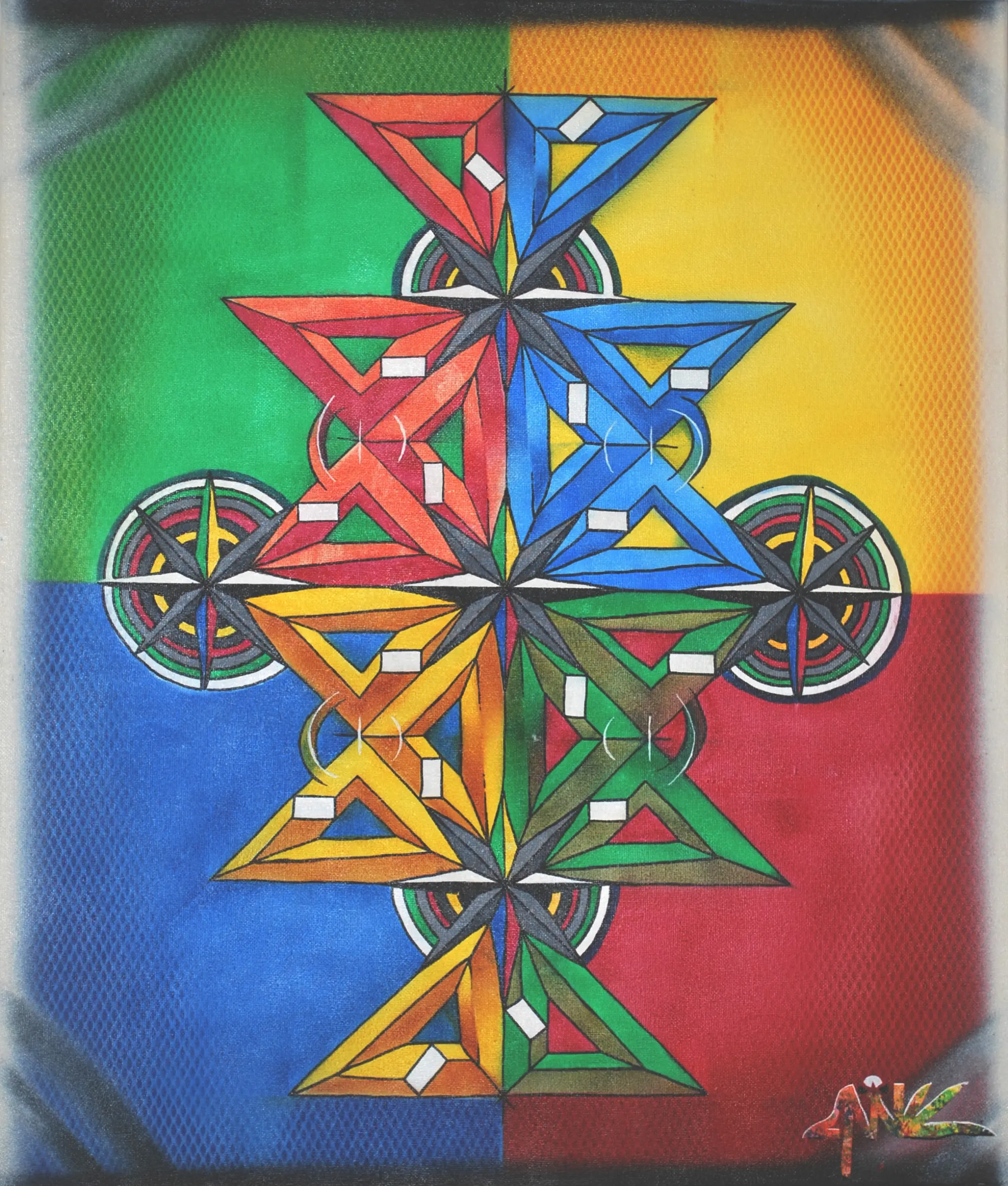 Illusion 16, 2007, Sprühfarbe / Acrylfarbe / Marker auf Leinwand, 100 x 85 cm von Tim Florian Mueller