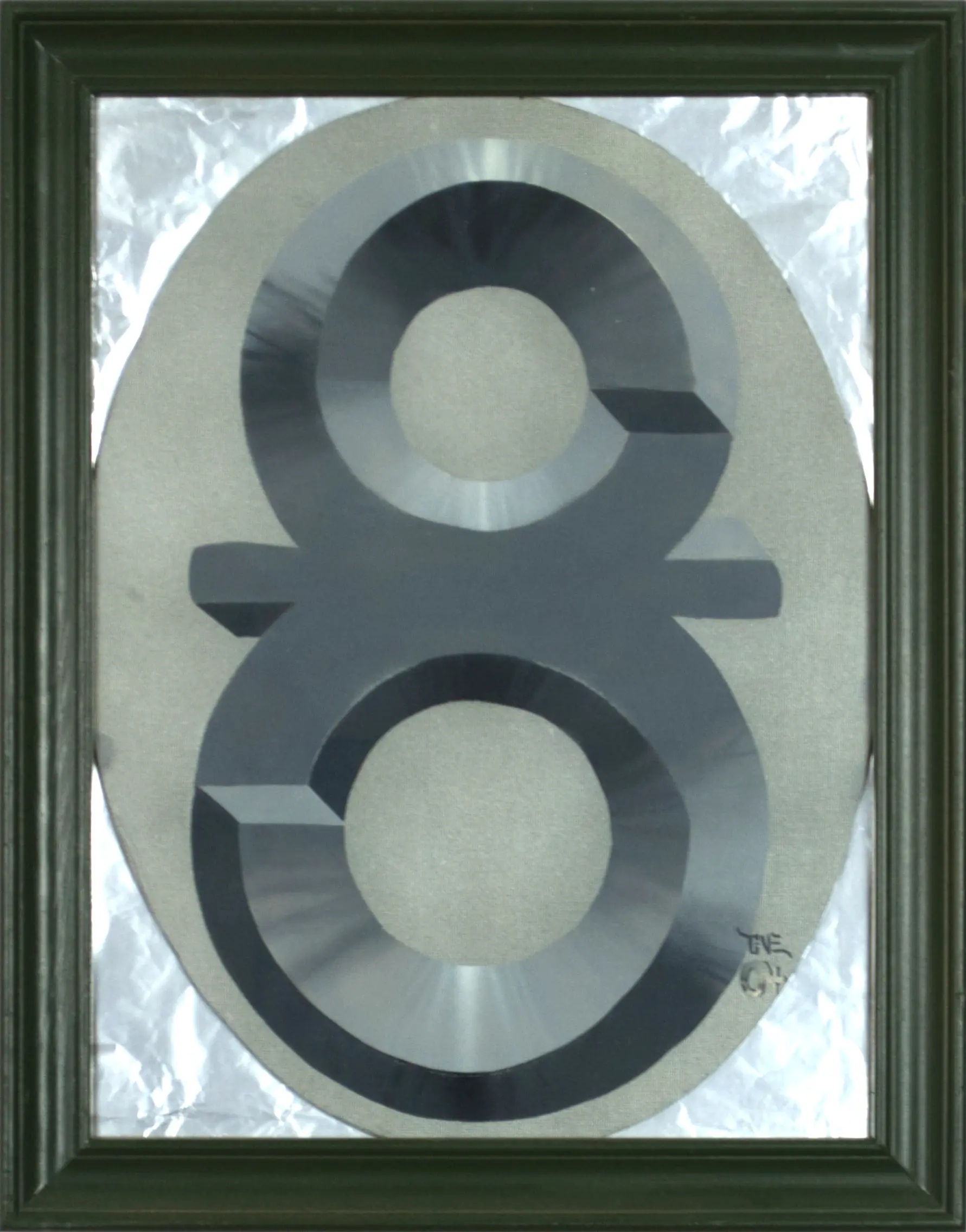 Illusion 8 rund, 2004, Sprühfarbe / Acrylfarbe auf Leinwand, 46 x 36 cm von Tim Florian Mueller