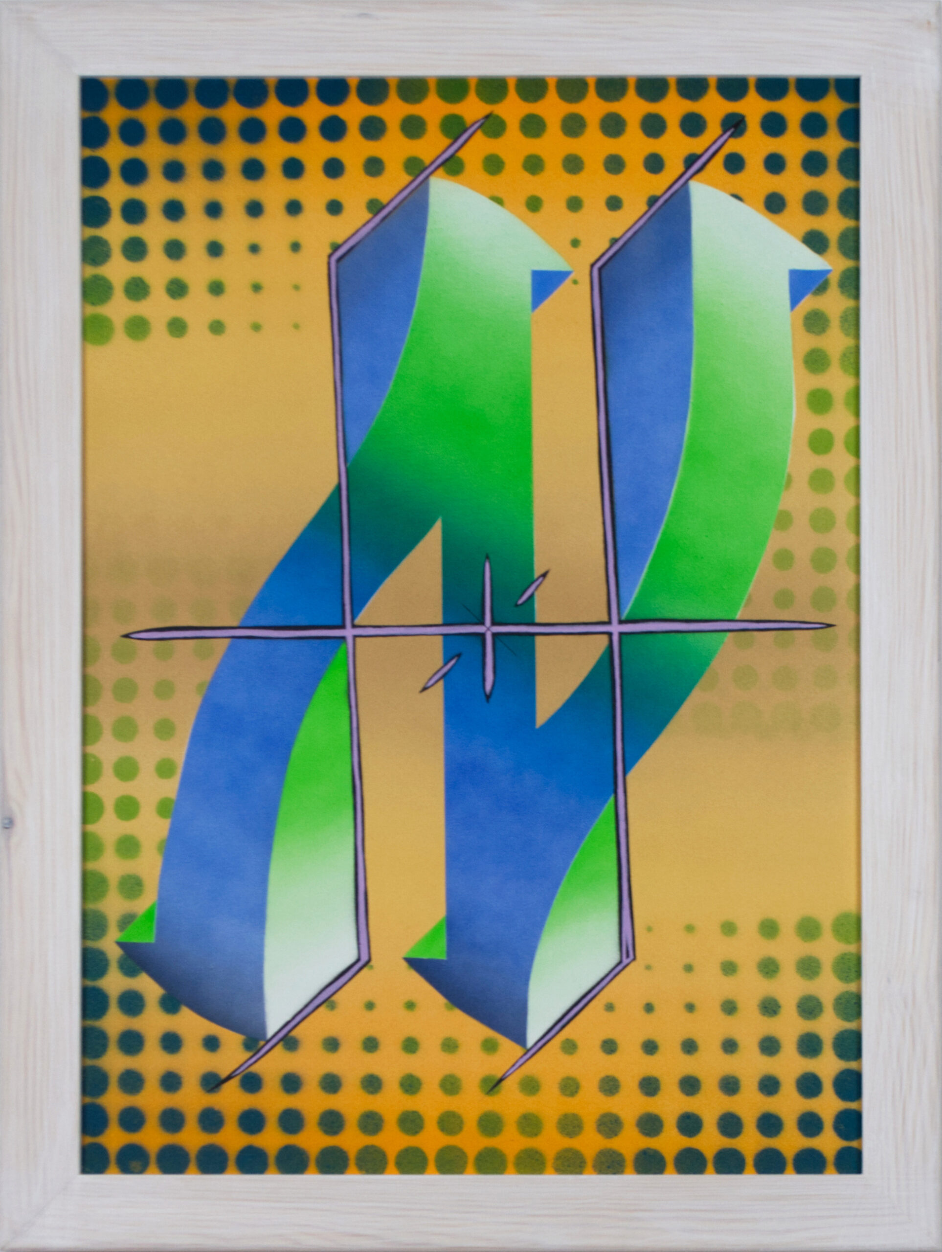 2012, Sprühfarbe / Acrylfarbe / Marker auf Leinwand, 70 x 50 cm von Tim Florian Mueller