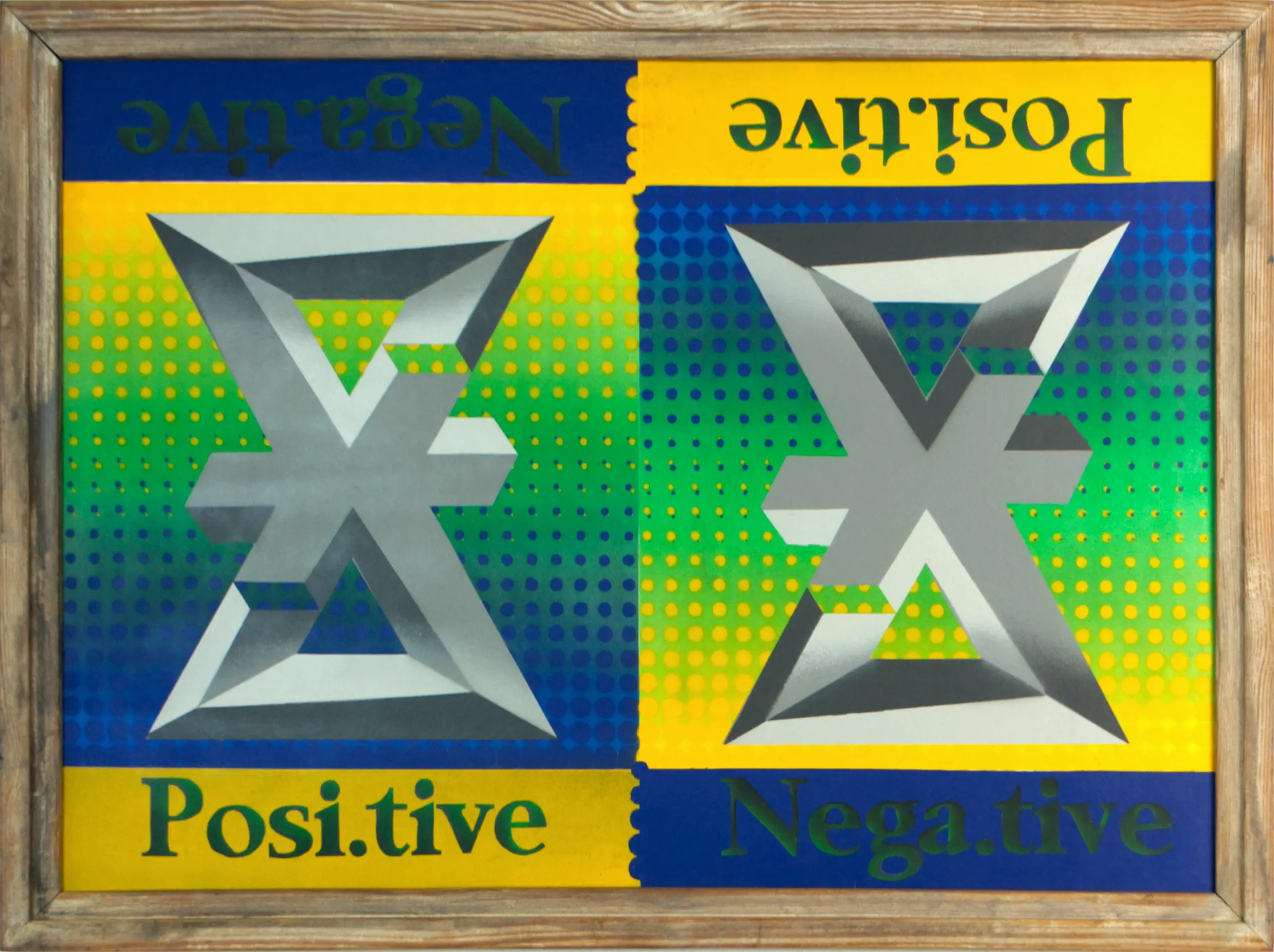 posi.../nega...tive illusion 8, 2013, Sprühfarbe / Acrylfarbe auf Leinwand, 57.5 x 77.5 cm von Tim Florian Mueller