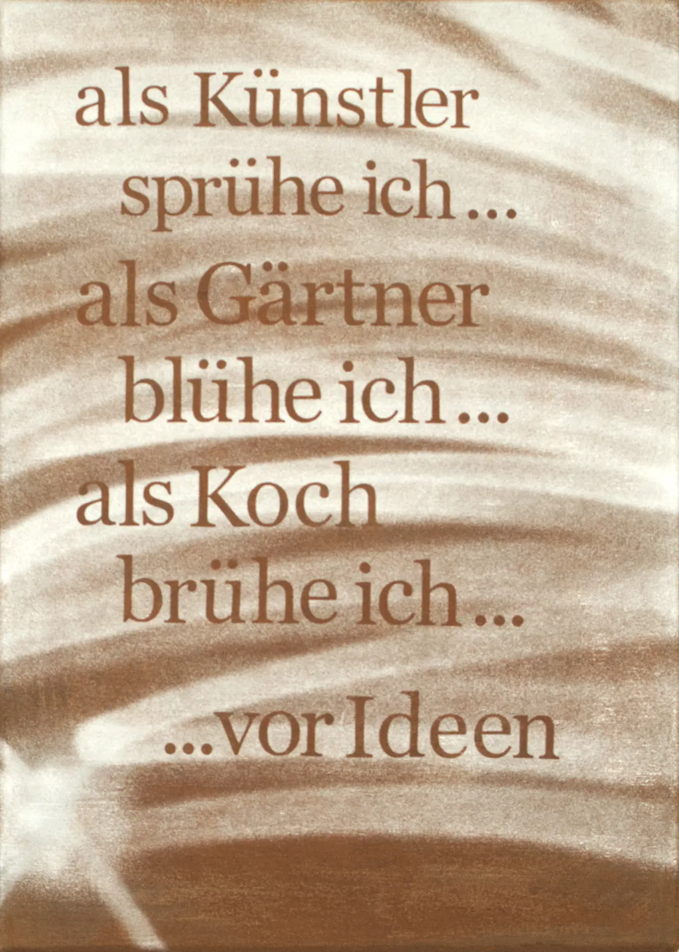 ...vor Ideen, 2024, Sprühfarbe, Patina (Oxidation) auf Leinwand, 70 x 50 cm von Tim Florian Mueller