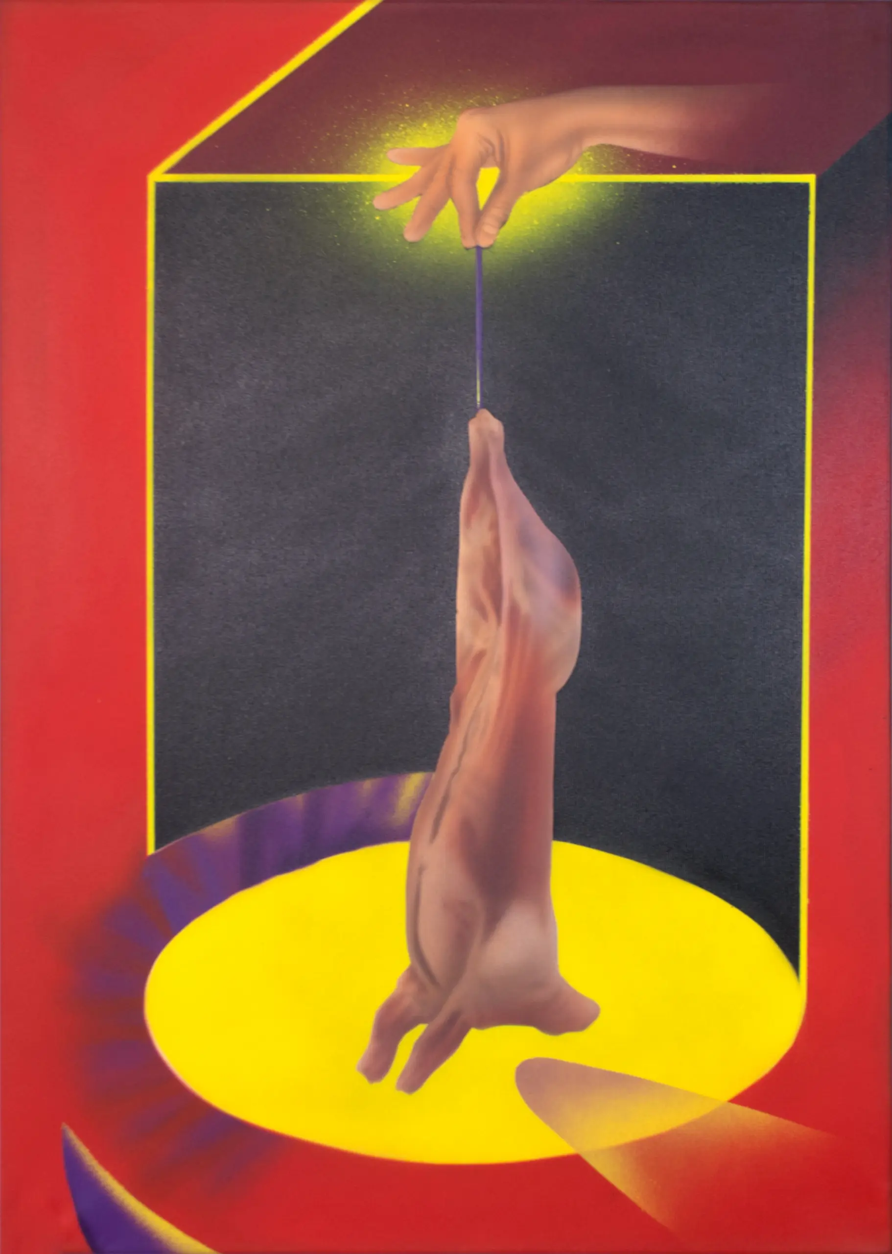 Die Totenstarre, 2023, Sprühfarbe / Acrylfarbe / Marker auf Leinwand, 100 x 70 cm von Tim Florian Mueller