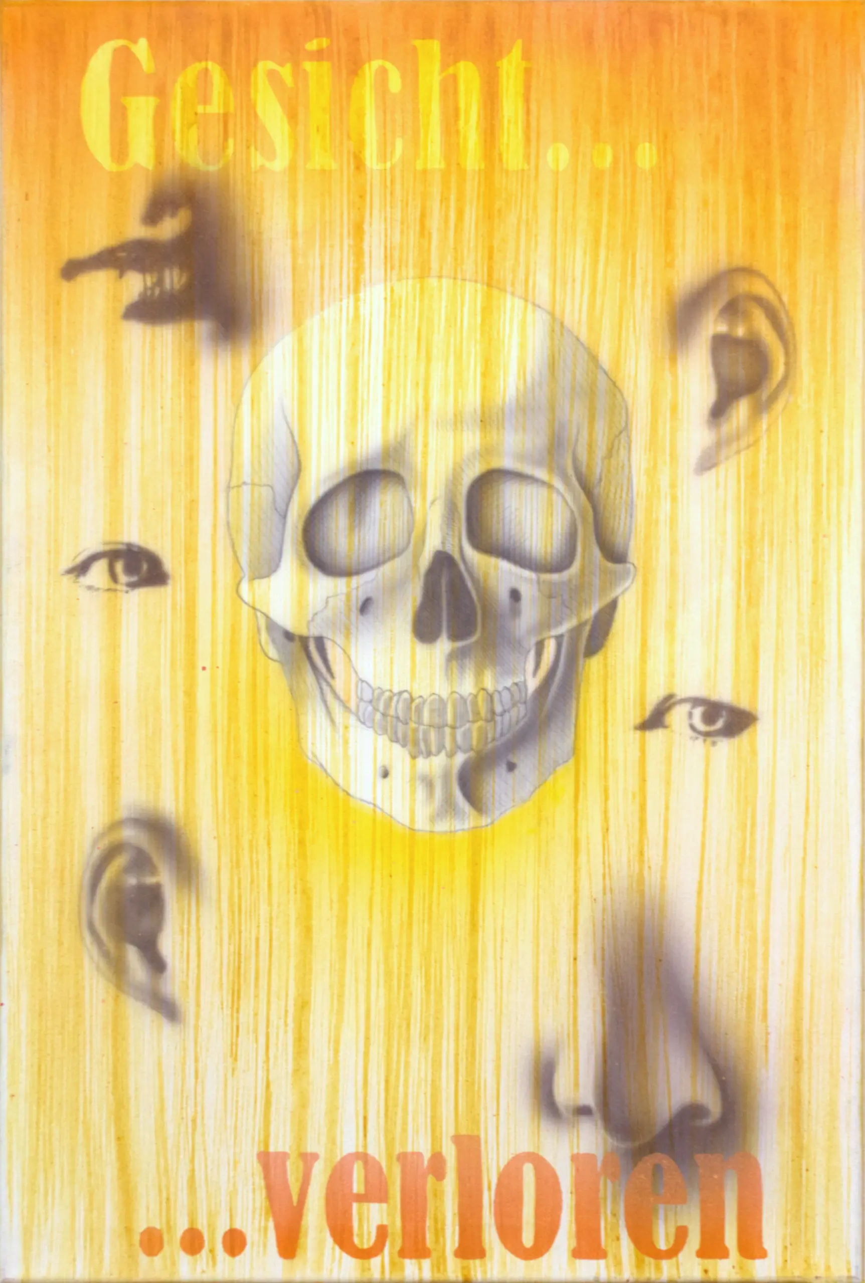 Gesicht...verloren, Sprühfarbe / Acrylfarbe / Bleistift auf Leinwand, 90 x 60 cm von Tim Florian Mueller